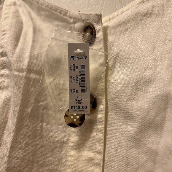 NWT  Madewell  Size 14  Plus Linen-Cotton Puff-Sleeve Mini Dress - Picture 9 of 10